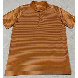 Nike Polo Shirt Tour‎ Performance Mens Size M Orange Stripes Golf Stretch